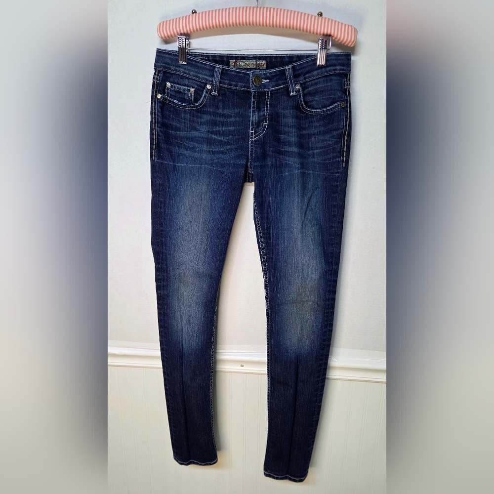 BKE Sabrina mid-rise stretch denim skinny jeans Womens 28x33.5 Dark Wash 0012